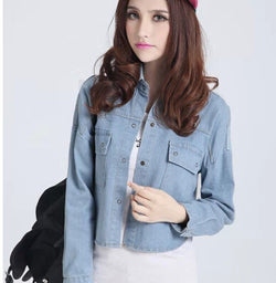 Autumn Women's vintage wash denim loose short design denim outerwear, lady's jacket