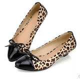 Women new Fashion spring summer leopard print patchwork wedges low-heeled pointed toe sexy flat shoes large plus size 40-43