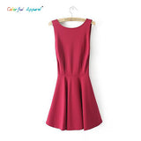 HOTWOMEN 2015 Europe and American Fashion Sexy Backless Dresses Amphibious Apparel Wear Sleeveless Mini Dress HW158B7A