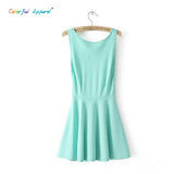 HOTWOMEN 2015 Europe and American Fashion Sexy Backless Dresses Amphibious Apparel Wear Sleeveless Mini Dress HW158B7A