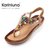 Women's Bohemia Dress Sandals 2016 New Classic Design Ankle T-strap Comfortable Insole Flats Colorful Beaded Summer Sandal Shoes