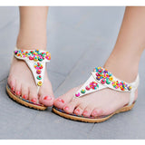 Women's Bohemia Dress Sandals 2016 New Classic Design Ankle T-strap Comfortable Insole Flats Colorful Beaded Summer Sandal Shoes