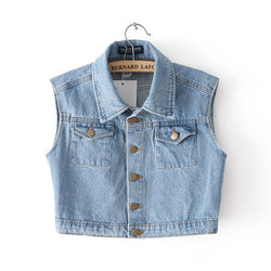 European Women's Fashion Washed Denim Vest with Short  Sleeveless Jeans Vest Jacket Spring Summer Style Waistcoat colete JY-617