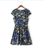 2016 Fashion Sexy Women Elegant Summer Floral Dresses Plus size Women Clothing 6xl Short Sleeve Vestido Casual Dress ED54