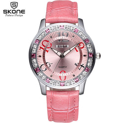 SKONE Brand Watch Women luxury Fashion Casual quartz watches leather sport Lady relojes mujer women wristwatches Girl Dress 2535