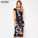 Fashion Summer Women Dresses Elegant Floral Printed Dress Lady Bodycon Pencil Charm Slim Dress Casual Sleeveless Dress CL2133