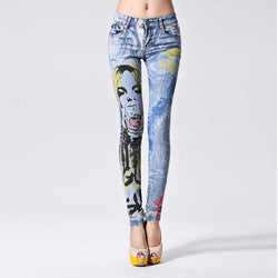 Cotton Skinny Printed Blue Jeans Woman Denim Pants Boyfriend Jeans For Women Ladies Jean Femme pantalones vaqueros mujer 1242