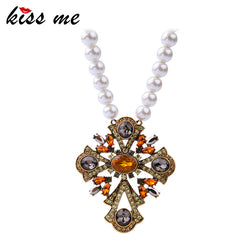 KISS ME Romantic Simulated Pearls Necklace New Design Brand Party Crystal Jewelry Necklaces & Pendants