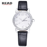 READ Women watch luxury brand luminous waterproof fashion diamond ultra-thin women's quartz genuine leather watch women 21430