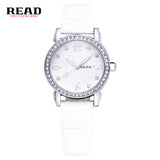 READ Women watch luxury brand luminous waterproof fashion diamond ultra-thin women's quartz genuine leather watch women 21430