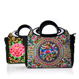 Beautiful  Flower Women Embroidery Bag Fashion Casual lady Canvas handbag Female wrist Floral Embroidery shoulder Bag big tote