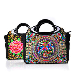 Beautiful  Flower Women Embroidery Bag Fashion Casual lady Canvas handbag Female wrist Floral Embroidery shoulder Bag big tote