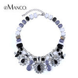 eManco three colors crystal choker necklace colorful acrylic statement jewelry crystals flower bib necklaces bisuteria mujer