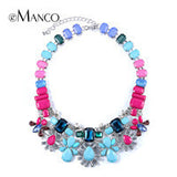 eManco three colors crystal choker necklace colorful acrylic statement jewelry crystals flower bib necklaces bisuteria mujer