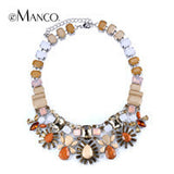 eManco three colors crystal choker necklace colorful acrylic statement jewelry crystals flower bib necklaces bisuteria mujer