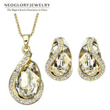 Neoglory MADE WITH SWAROVSKI ELEMENTS Crystal Bridal Wedding Jewelry Sets Necklaces Clip Earrings Beads for Women 2016