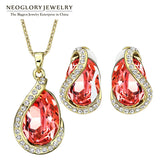 Neoglory MADE WITH SWAROVSKI ELEMENTS Crystal Bridal Wedding Jewelry Sets Necklaces Clip Earrings Beads for Women 2016