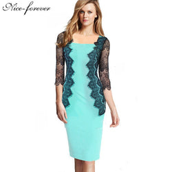 Eyelash Floral Lace Elegant Lady formal 3/4 sleeve Women Vintage square neck Wear To Work Pencil Illusion Sheath Dress bty797