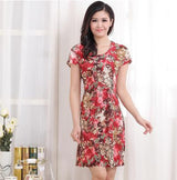 Hot Sale 2016 new arrival women summer slim printed dress O-Neck short sleeve casual floral plus size L--4XL dresses RY1670