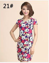 Hot Sale 2016 new arrival women summer slim printed dress O-Neck short sleeve casual floral plus size L--4XL dresses RY1670