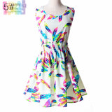 Sundress Party Summer Women Dress Casual Vestidos Jumper Chiffon Stripe Floral Print Elastic Waist Bohemian Beach Dresses 1138