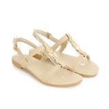 Sale Promotion Size US 4 Women's Sandals Summer Ankle Strap Beach Flats Ladies Sequined Yellow Shoes V-06